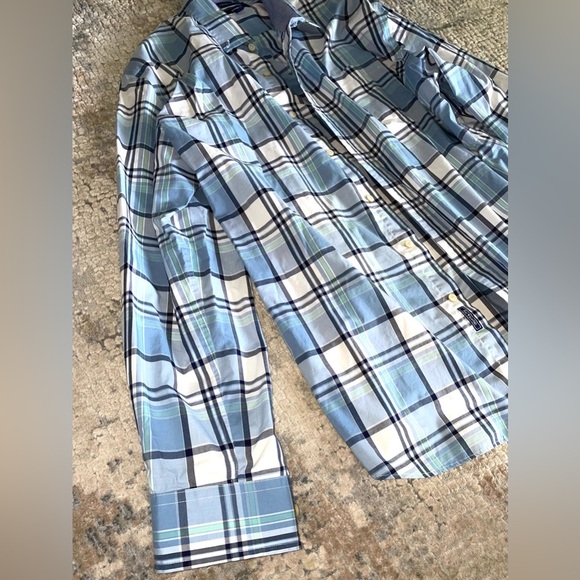 Crown & Ivy Blue Plaid Dress Shirt - Picture 2 of 4